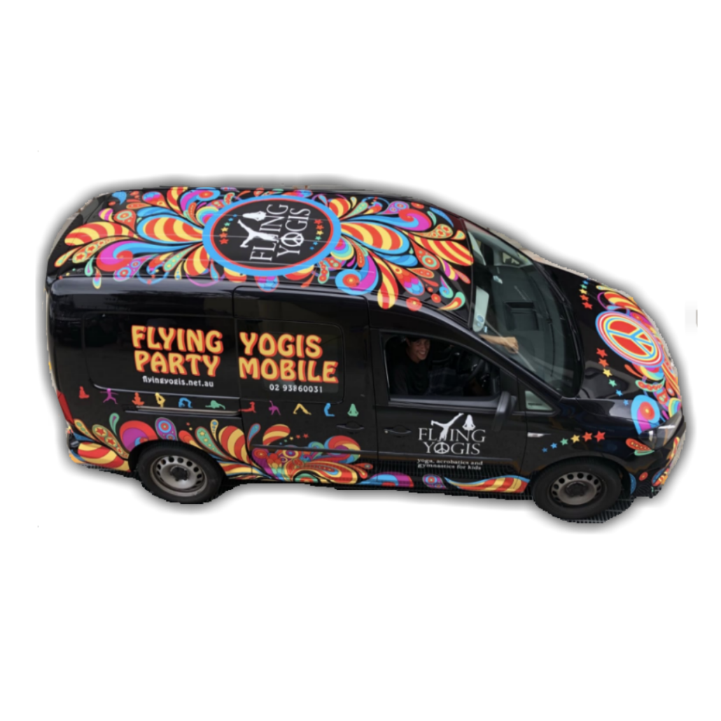 Flying Yogis mobile party van for kids’ parties in Sydney