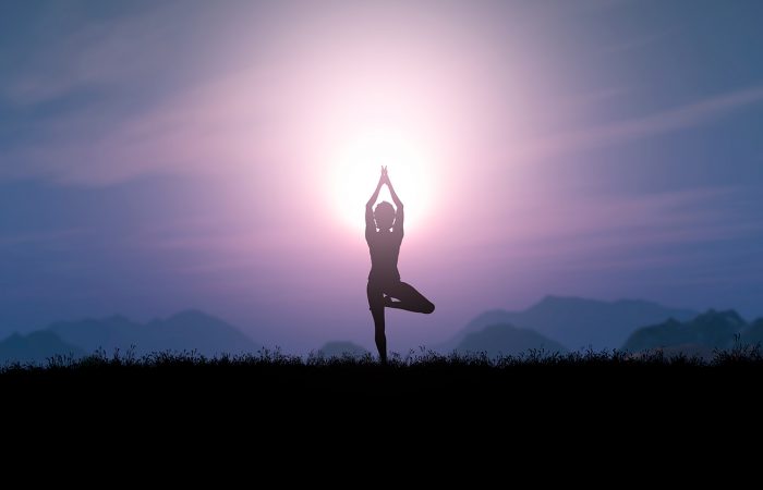 3d-female-yoga-pose-against-sunset-landscape 3d-female-yoga-pose-against-sunset-landscape
